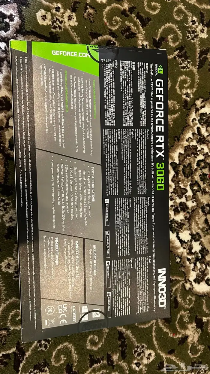 كرت شاشة RTX3060 12gb 6