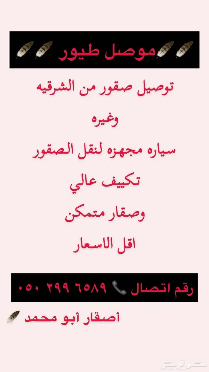 توصيل طيور موصل صقور نقل مناطق المملكة 0