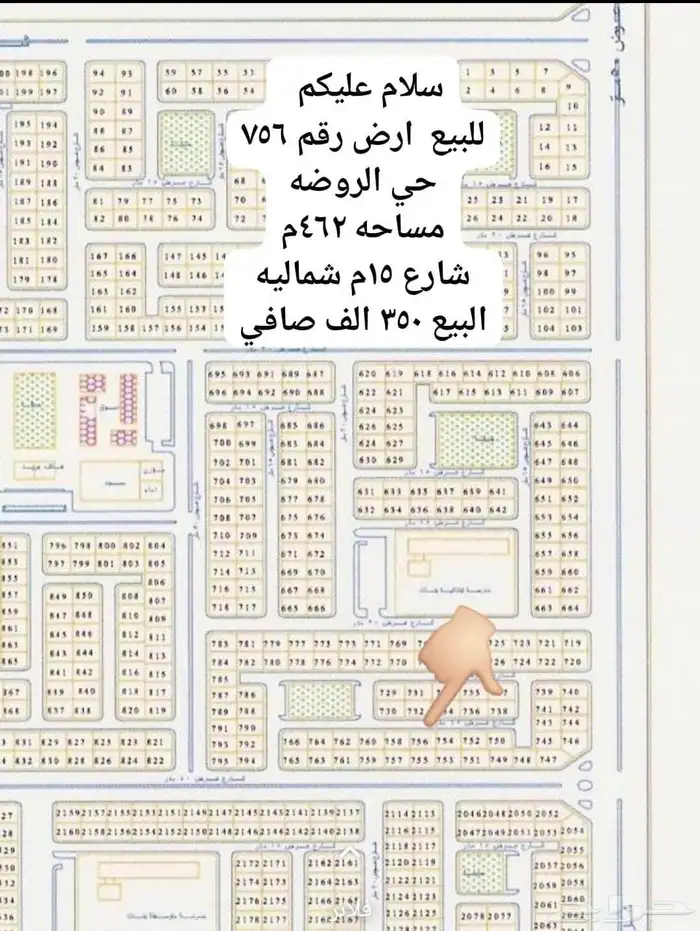 ارض للبيع حي الروضه بسعر 350 الف 0