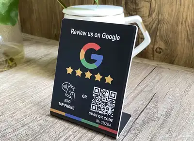 استاند تقييم قوقل بتقنية NFC و QR Code   بطاقة يدوية مجانية index