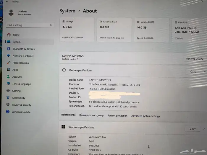 لابتوب مايكروسوفت سيرفس Microsoft Surface 5 6
