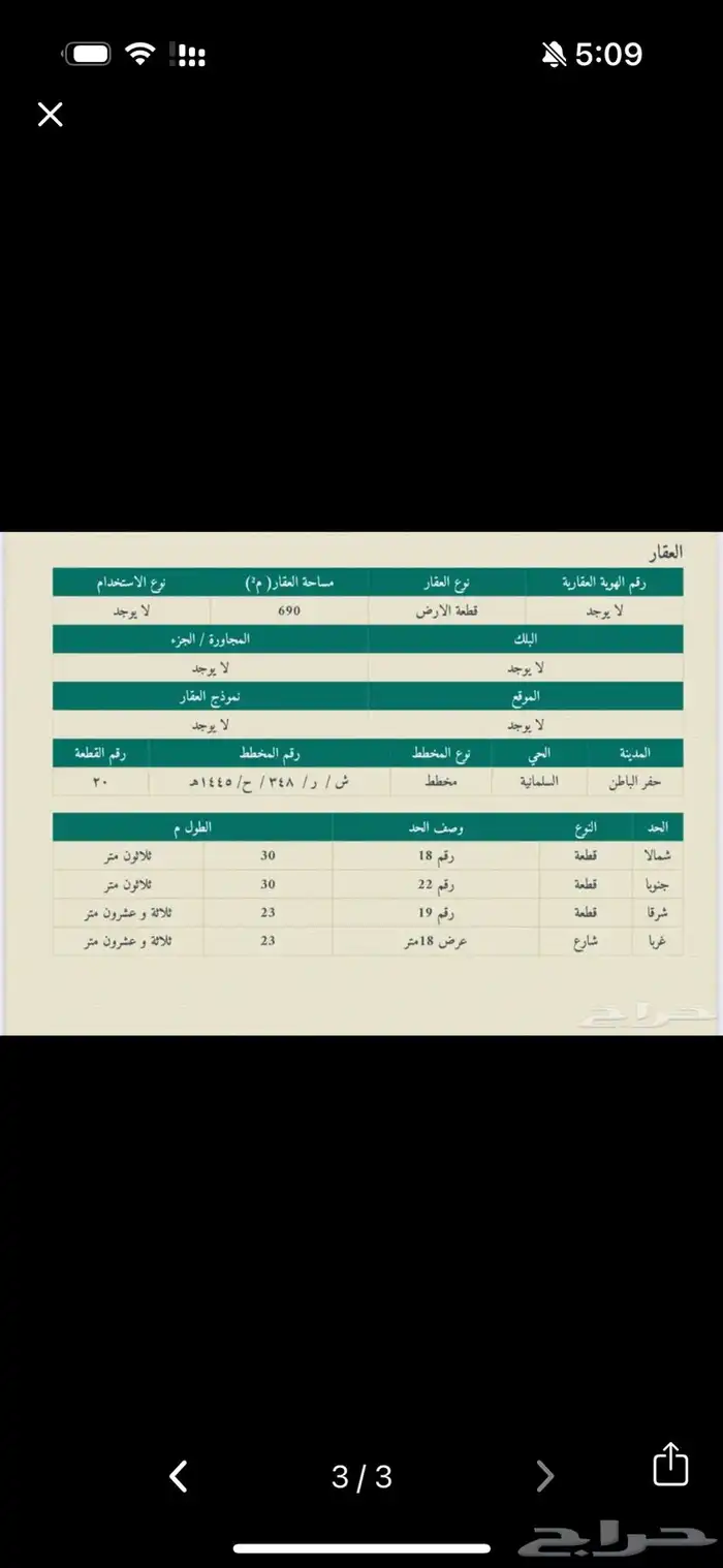 للبيع  ثلاث  راضي في الغيصم السلمانيه 1