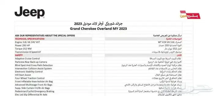 jeep Grand Cherokee Overland 2023جراند شيروكي اوفر لاند 1