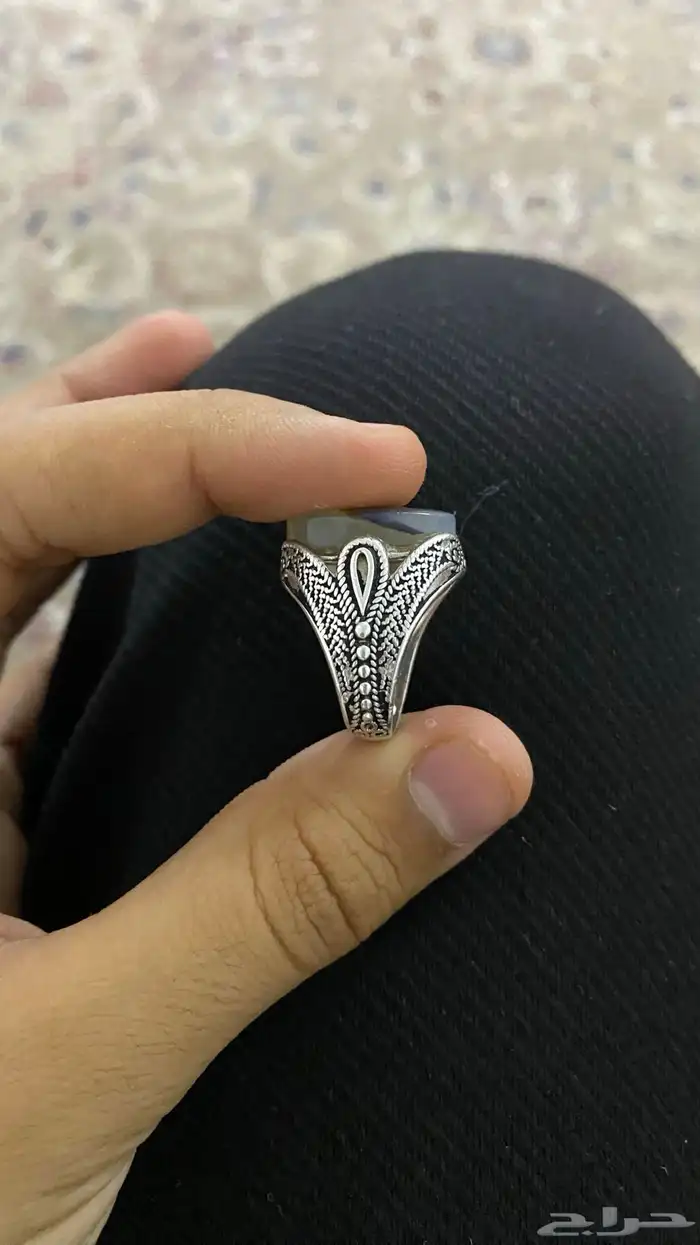 خاتم فضه عقيق يمني 0
