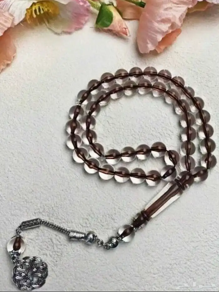 سبحه بكلايت لون شفاف خيط بني و ساعه ذكيه شبيهت ابل 0