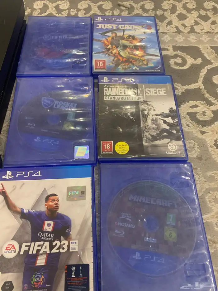 سوني فور معه شريط فيفا 2023 وماين كرفت وروكت ليق وgust و2يد 1