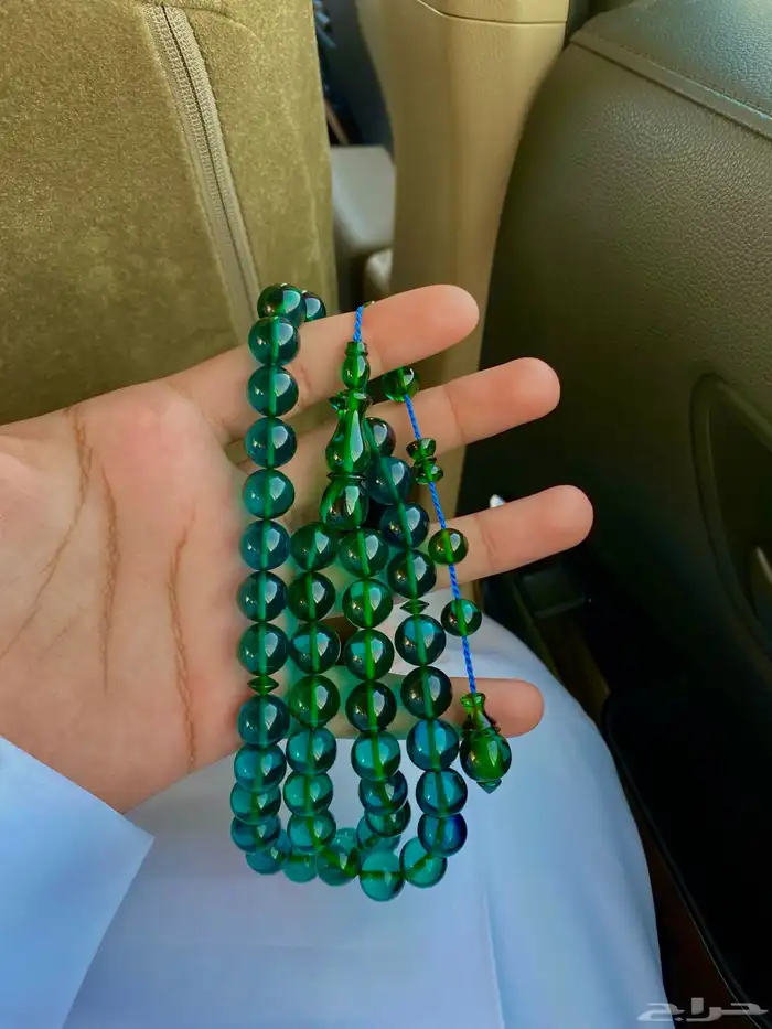 سبحة فاتوران زمردي شفاف ( يغلف مع الوقت ) 2