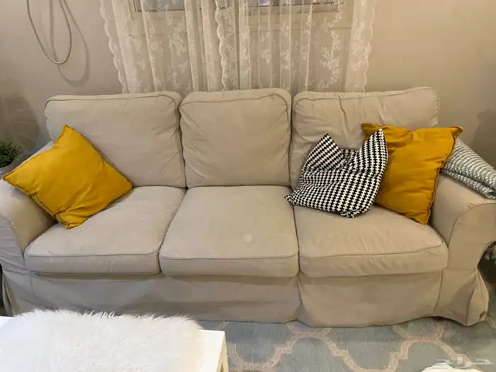 طقم تلبيسه كنب ايكيا ابيض 1