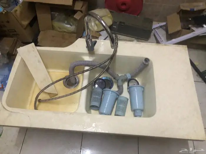 مجلى مطبخ حوضين رخام 110 60 مع خلاط جروهي 0