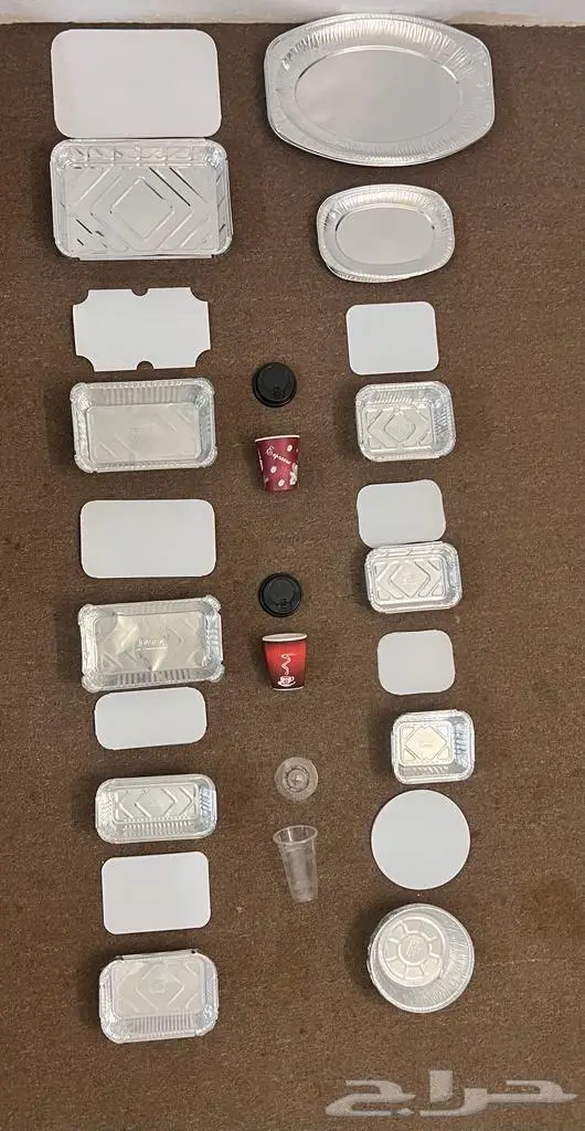 صحون قصدير و كاسات بغطاء 0