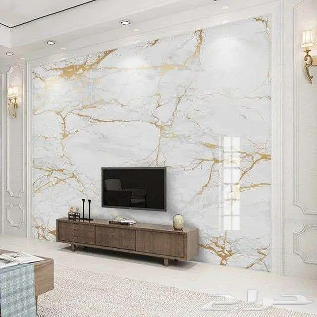 ديكورات داخليه خلفيات تلفاز سرير صفائح حجريه 8