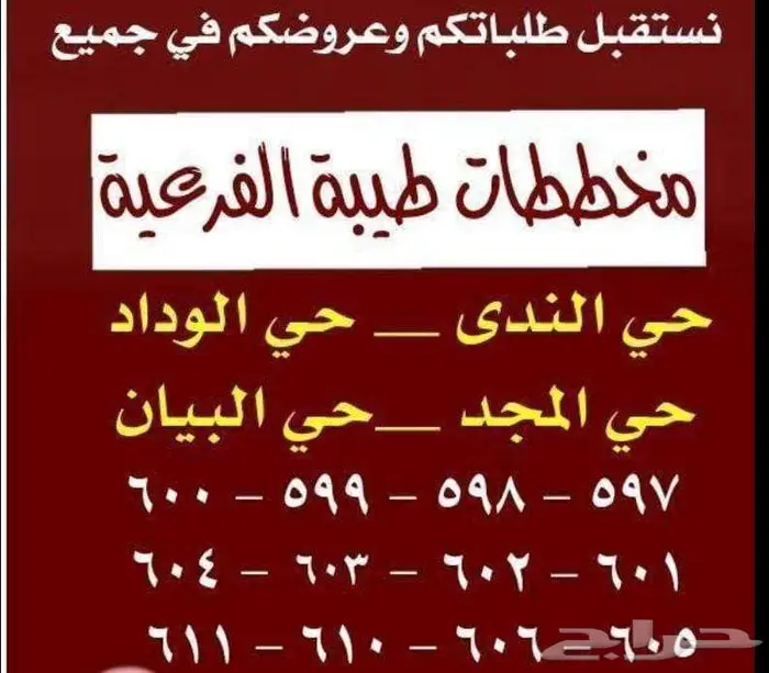 نص ارض للبيع في طيبة الفرعية الندى 599 1