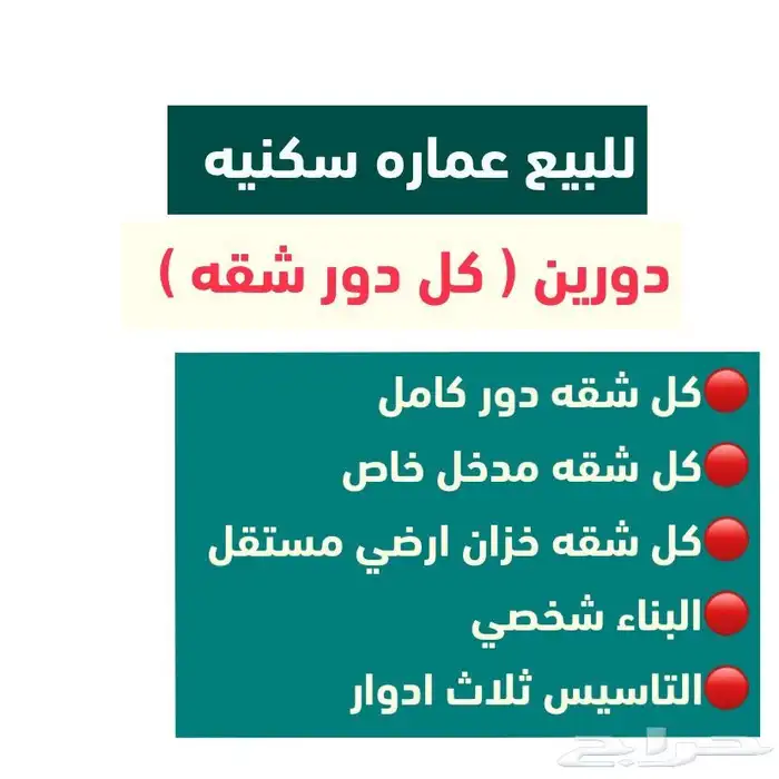 للبيع عماره سكنيه شرق مخطط البدراني بناء شخصي 1