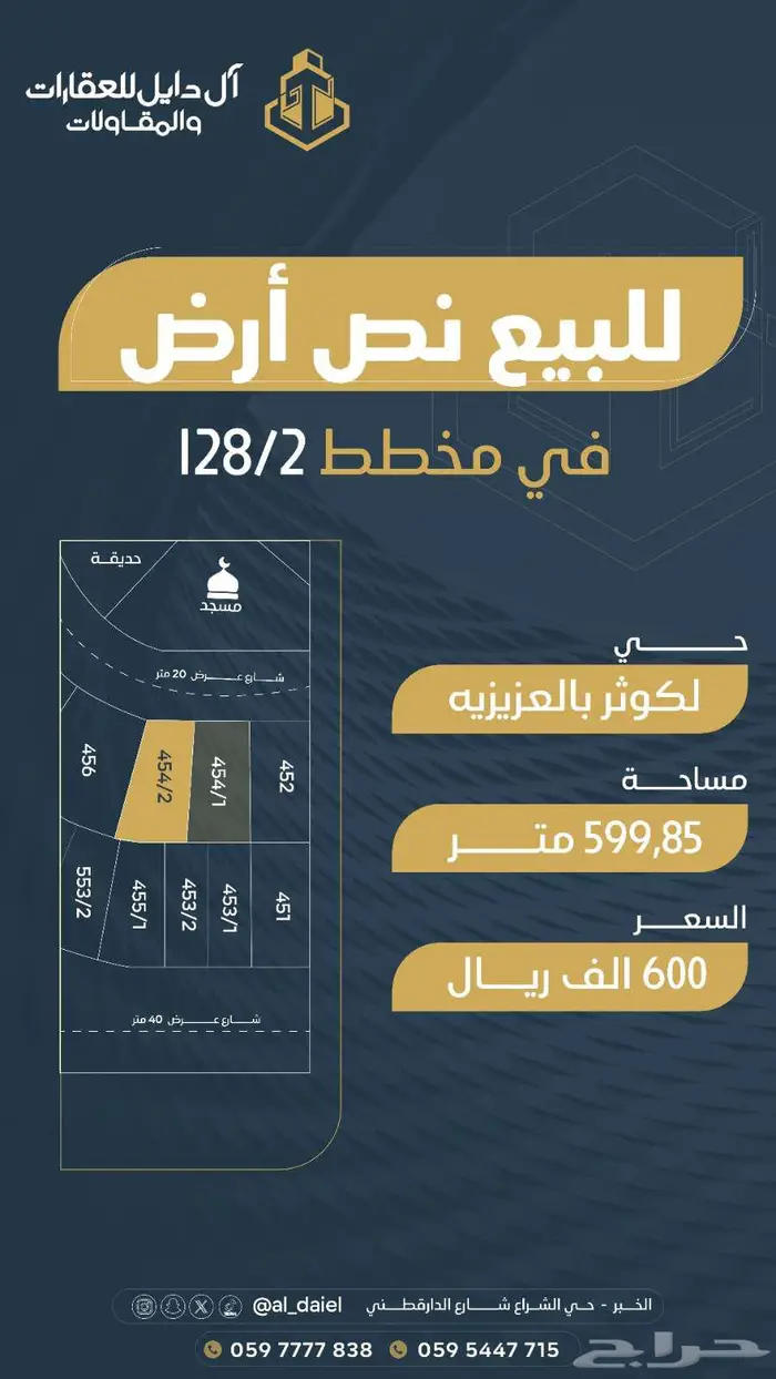 للبيع اراضي بمساحات مختلفه في مخططات العزيزيه الخبر 19