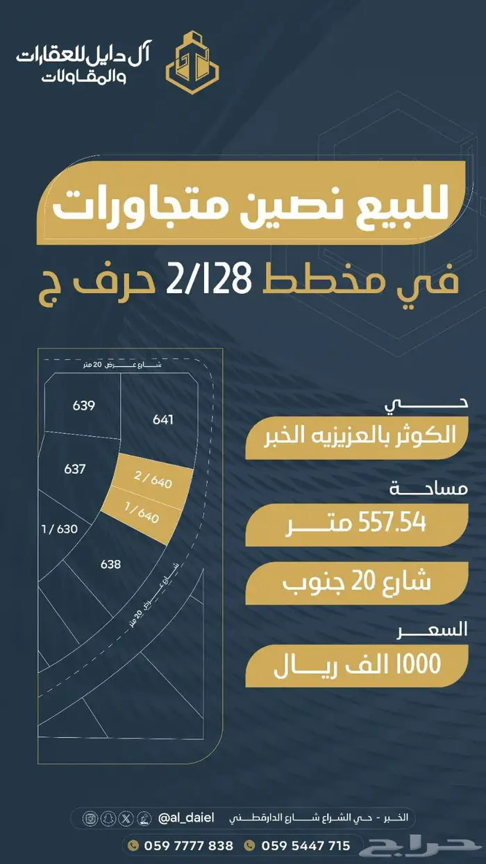 للبيع اراضي بمساحات مختلفه في مخططات العزيزيه الخبر 12