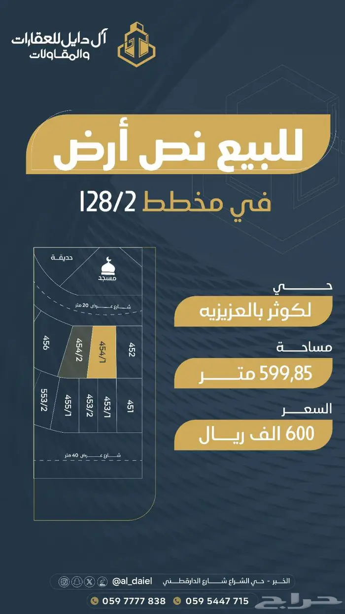 للبيع اراضي بمساحات مختلفه في مخططات العزيزيه الخبر 4