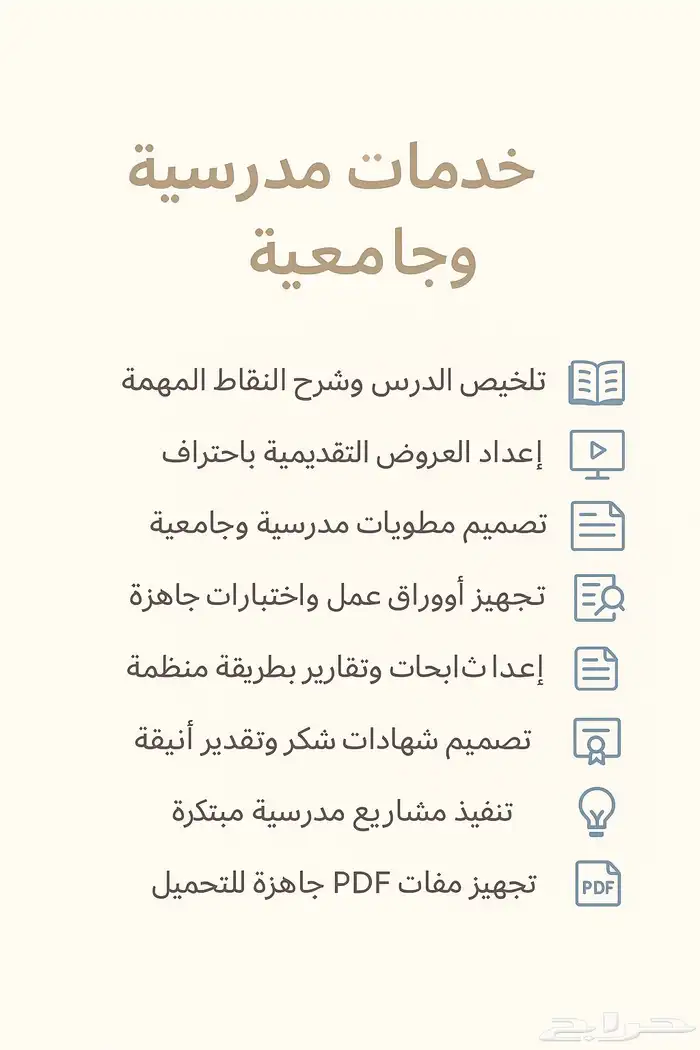 مهام جامعية ومدرسيه بسعر رمزي حضور محاضرة عن بعد 0
