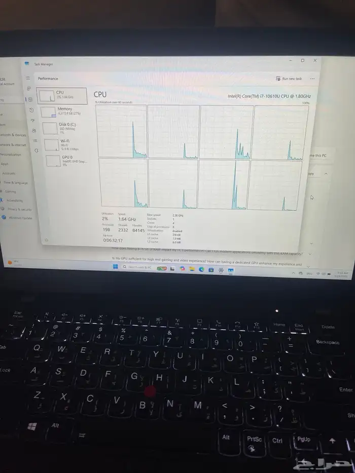 لاب توب لينوفو i7 جيل عاشر 16 GB ram كالجديد شاشه لمسDolby 6