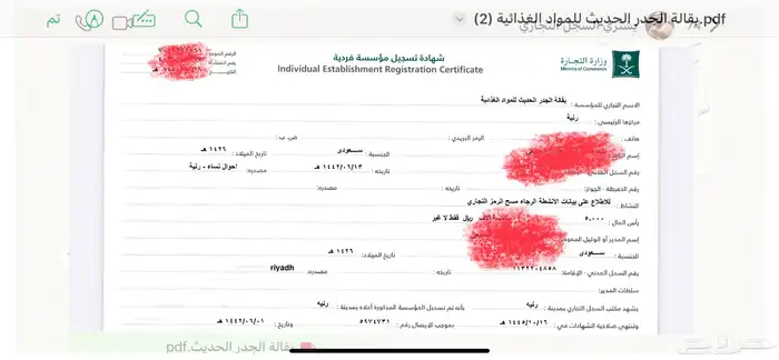 سجل تجاري للبيع 0