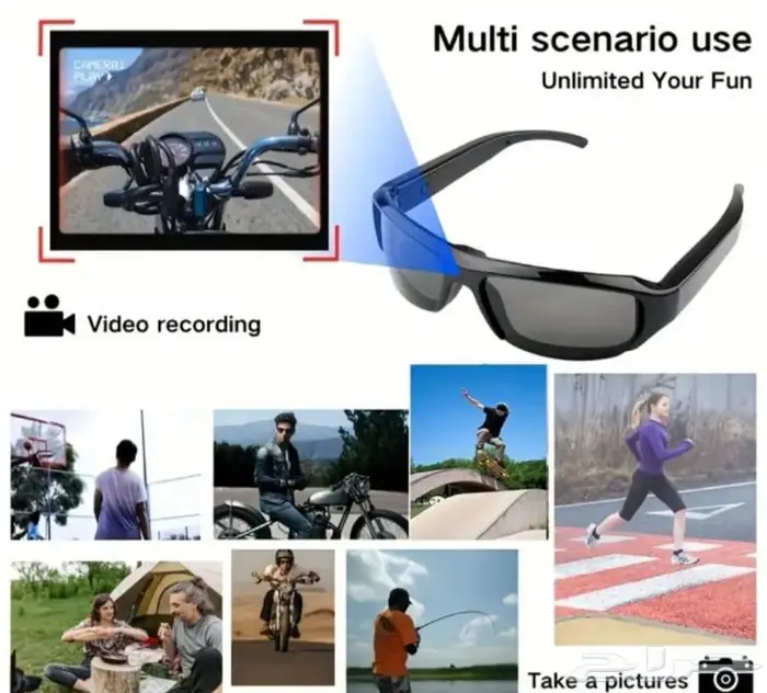 نظارة بالكاميرة وايفايWiFi1080p تسجيل صوت وفيدو 10