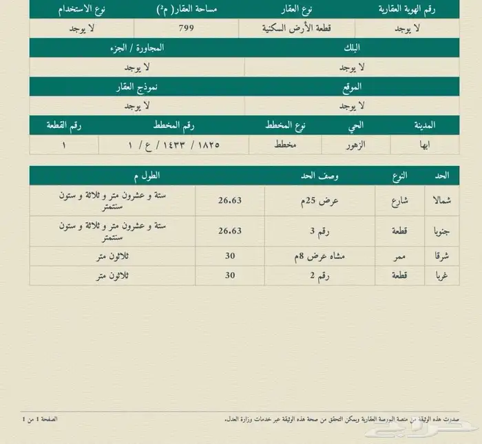 ارض للبيع المحاله 799 م ب450الف مخطط 1825 0