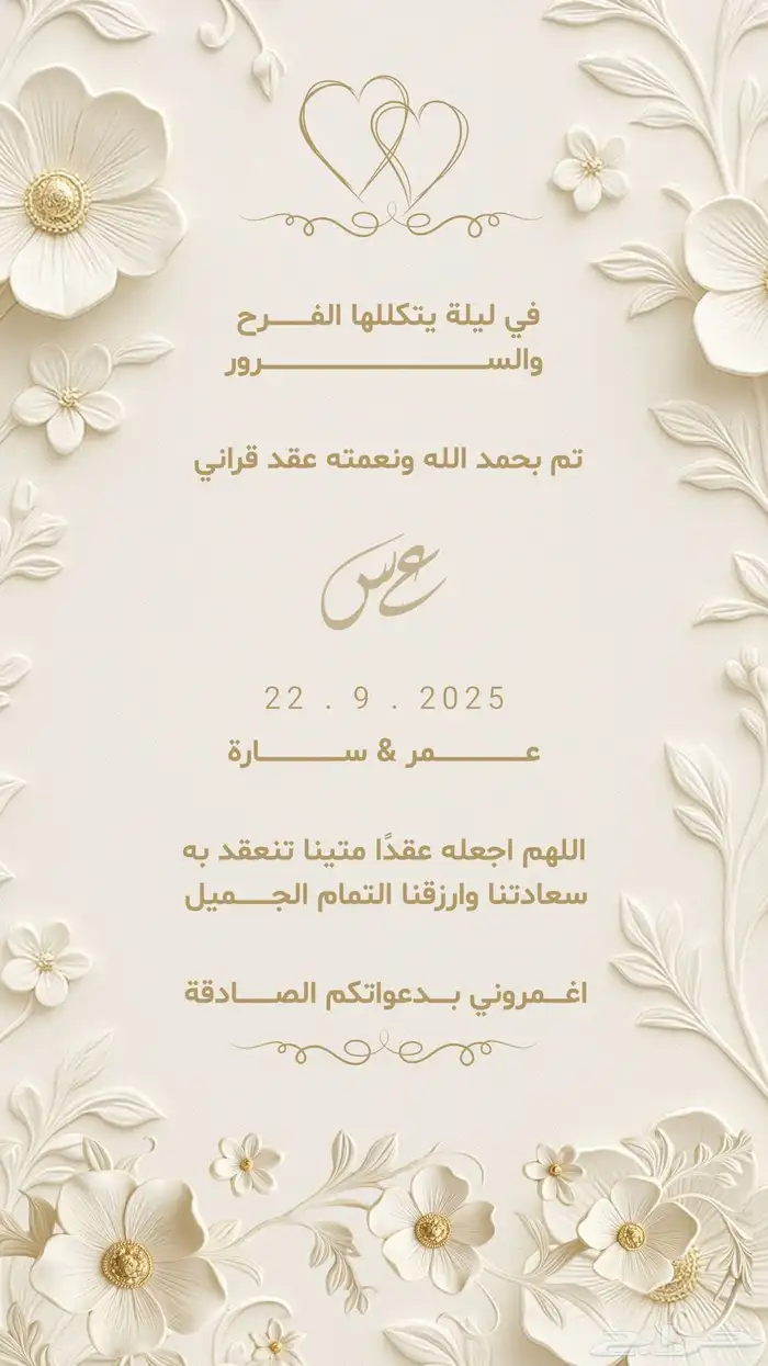 تصميم دعوات عقد قران 0