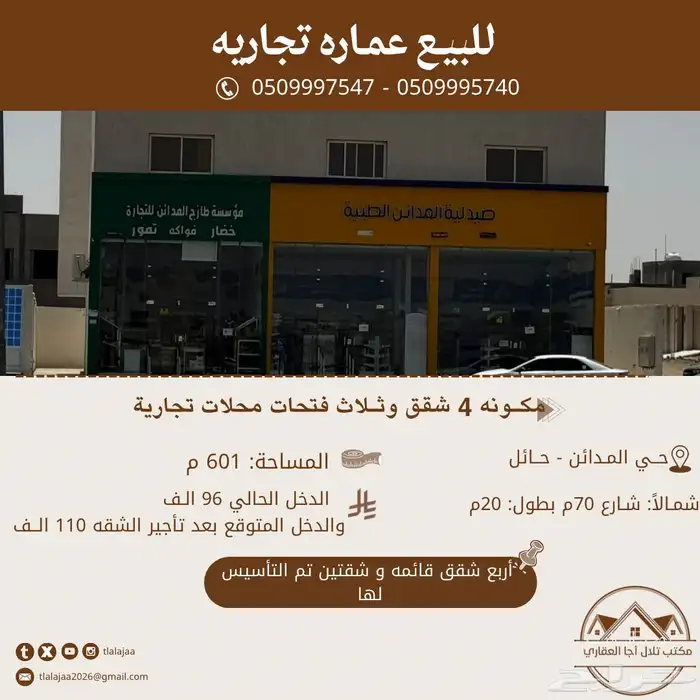 للبيع عمارة تجارية سكنية 0