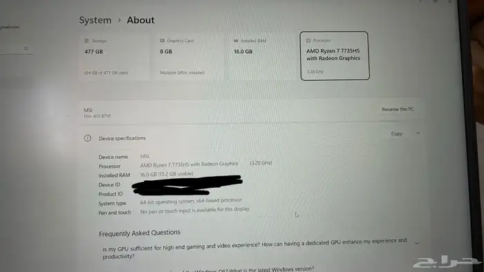 Laptop   A15 B7VF (MSI) 5