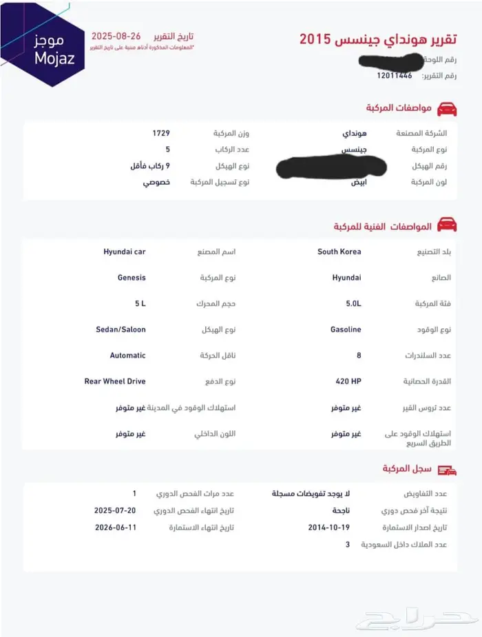 للبيع جنسس 2015 فئه رويال V8 1