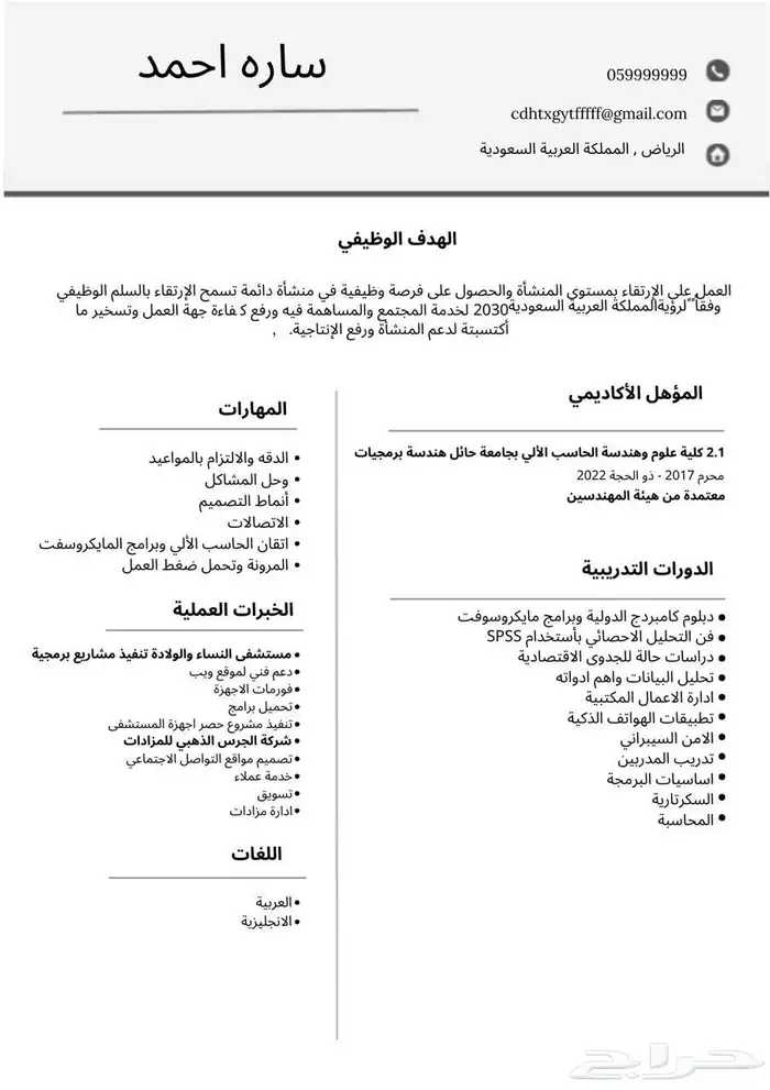 تصميم سيرة ذاتية احترافية ضمان كامل ب 15 2
