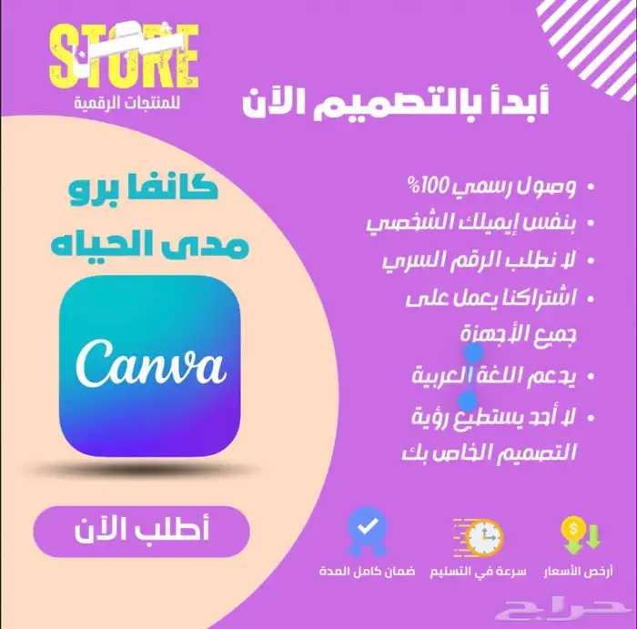 اشتراك كانفا برو ب 25 ريال مدى الحياة 0