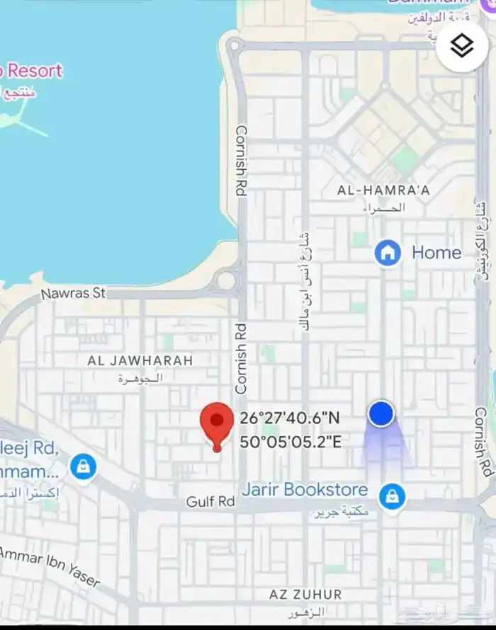 ارض زاوية حي الجوهره الدمام مساحة 704 م 0