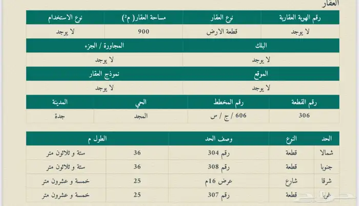 أرض سكنية للبيع بمخطط المجد   جدة 0