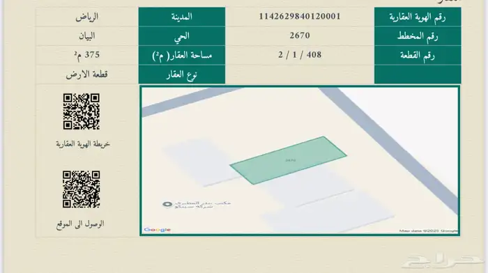 ارض للبيع حي البيان بالرياض بيع 3500للمتر 1