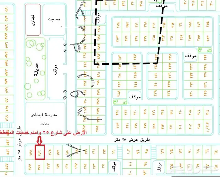 فرصة ارض للبيع رقم 176 مخطط الرح 7 على شارع 25 3