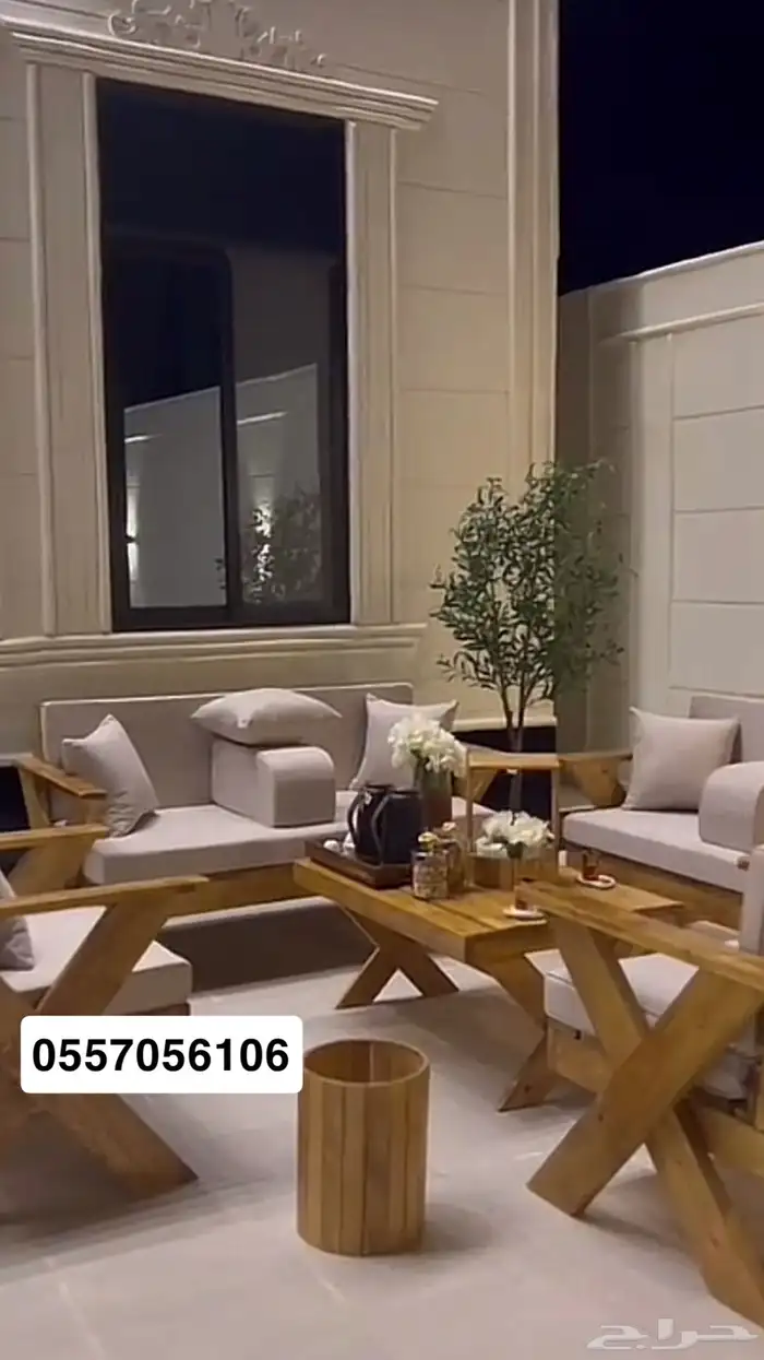 جلسة حوش خشب أصلي جديده استخدام شهرين 0