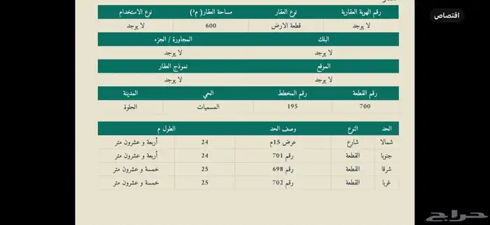أرض سكنية بحوطة بني تميم بحي المسميات 0