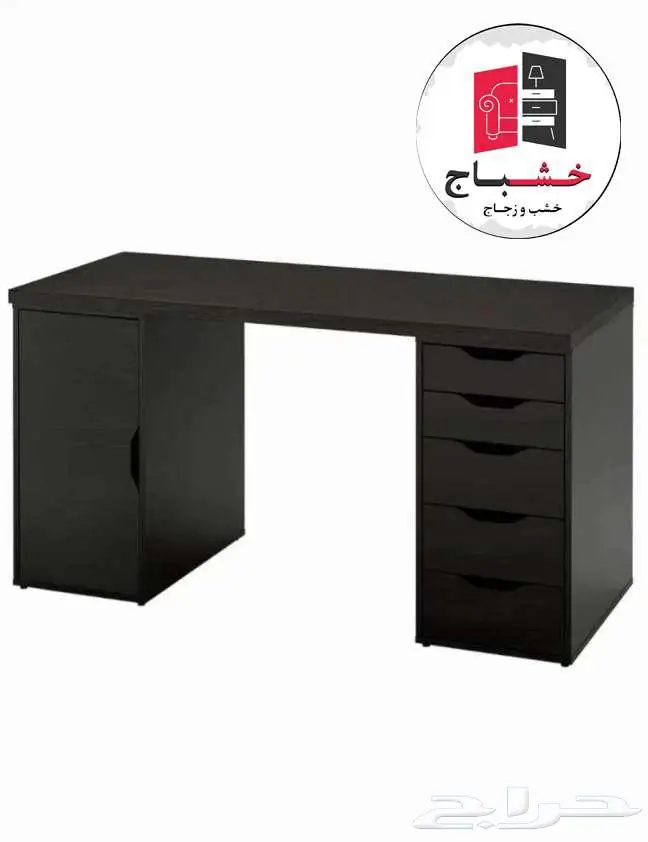 طاولة PC خشباج درج وخزانة ( طول 180 عمق 70 ارتفاع 75 ) 0