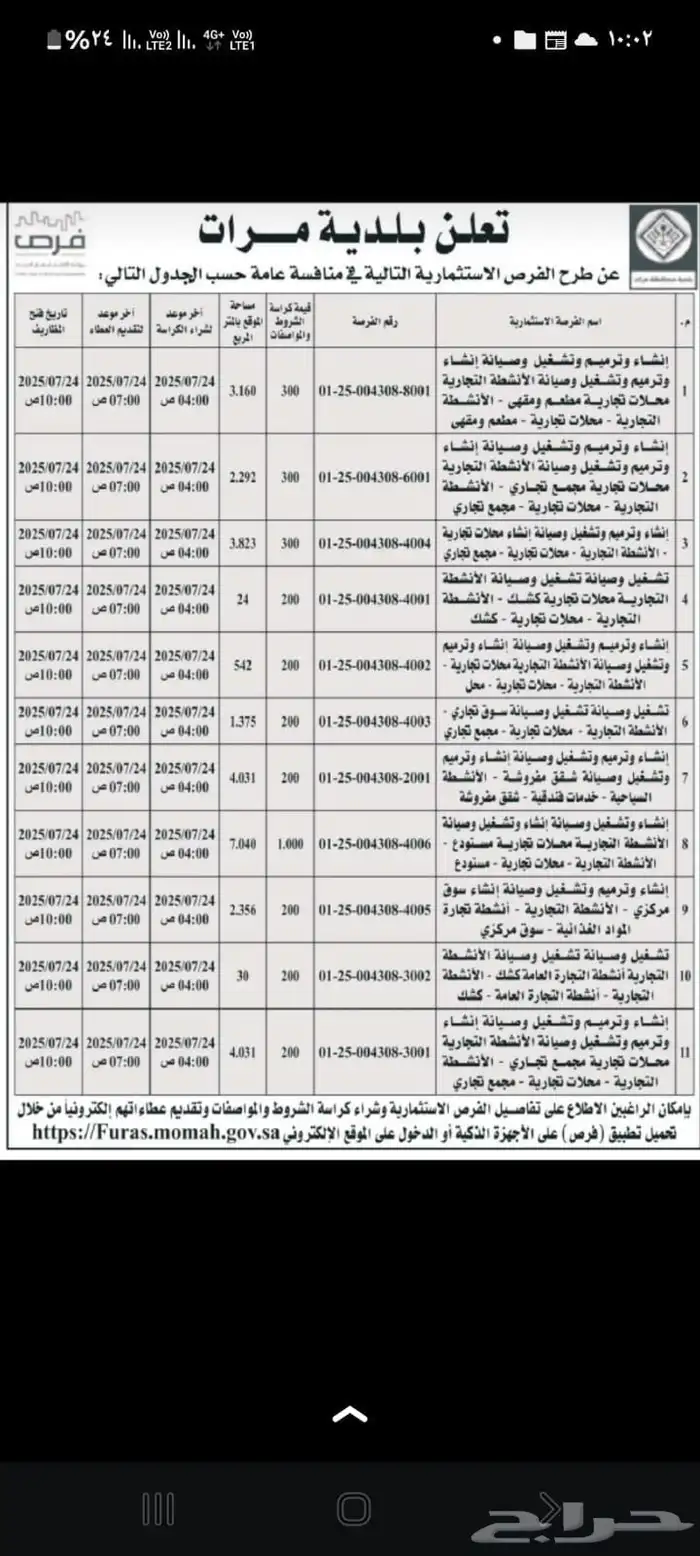 ارض للبيع في مرات حي الفيصلية شارع 25 مساحة 341 4