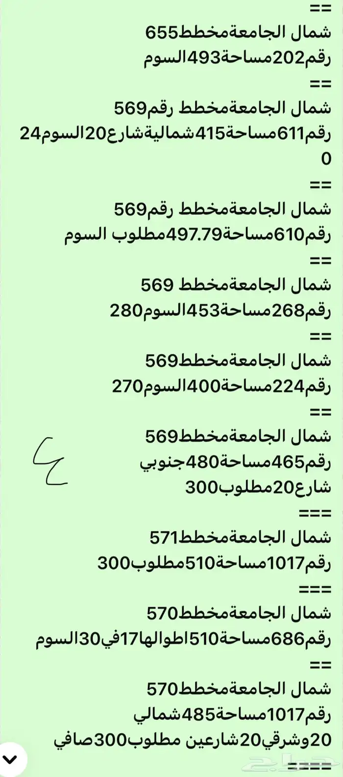 عروض أراضي للبيع في حي الجامعةوشمال الجامعةوالراجحي والمروج 3