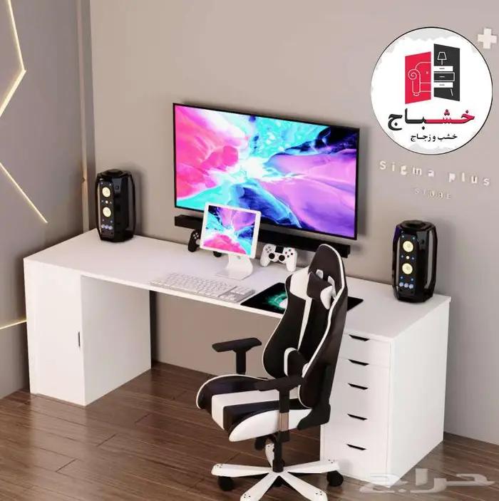 طاولة PC خشباج درج وخزانة ( طول 180 عمق 70 ارتفاع 75 ) 1