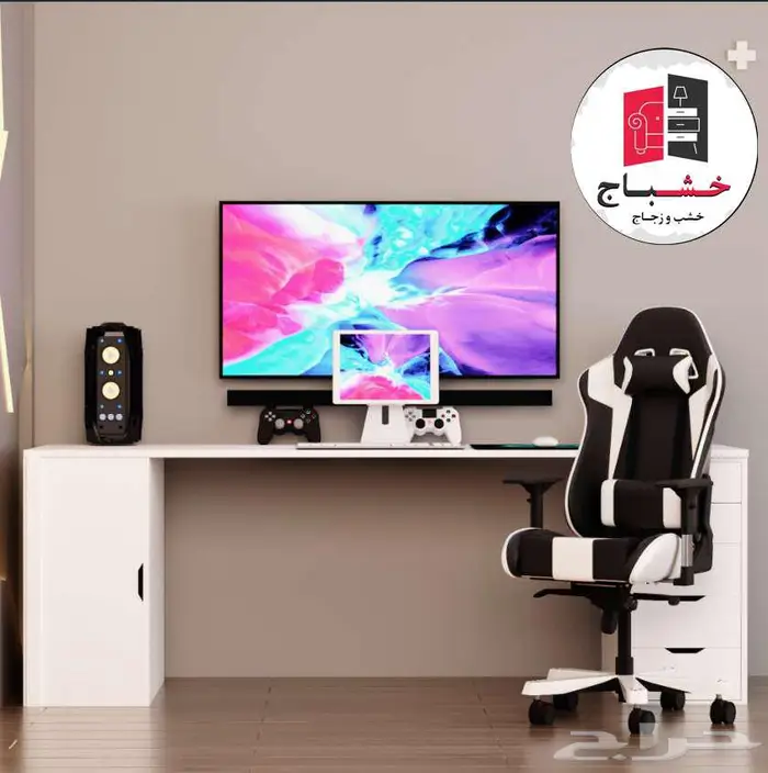 طاولة PC خشباج درج وخزانة ( طول 180 عمق 70 ارتفاع 75 ) 2