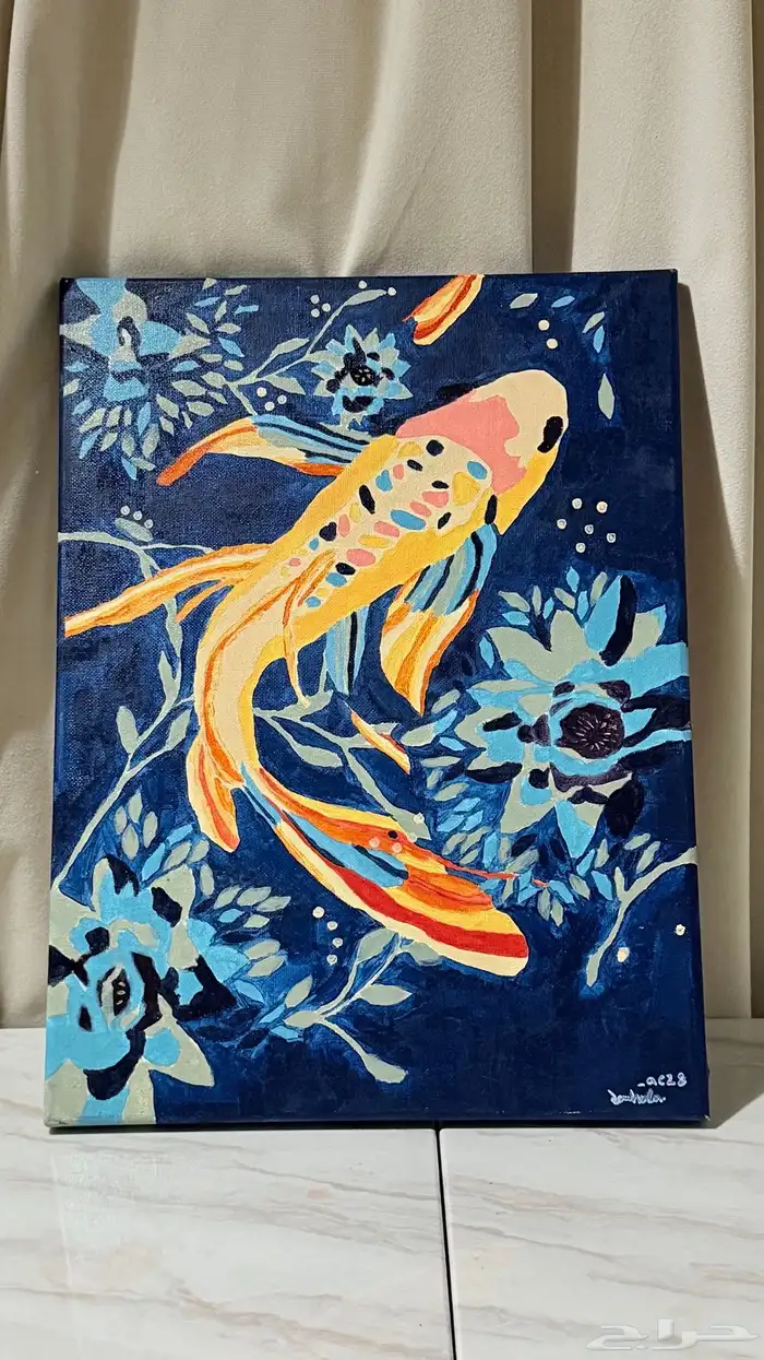 لوحه كانفس اكريليك 39 29 رسم يدوي 1