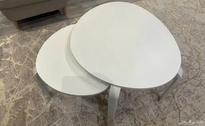 طاولة قهوه لون ابيض عدد 2 2