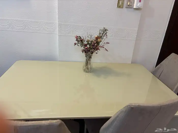 طاولة طعام قزاز مع 6 كراسي 0