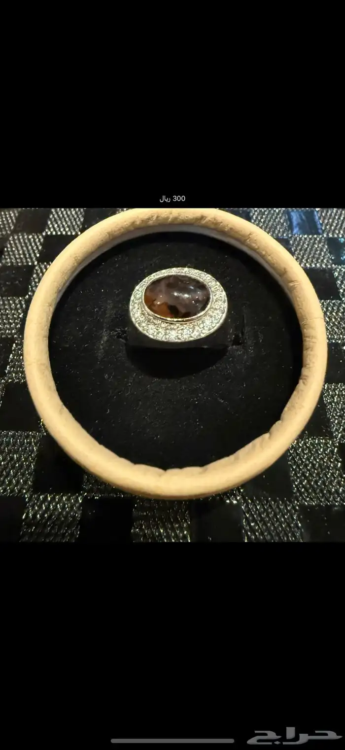 خاتم فضه عقيق مطعم بالزركون 0