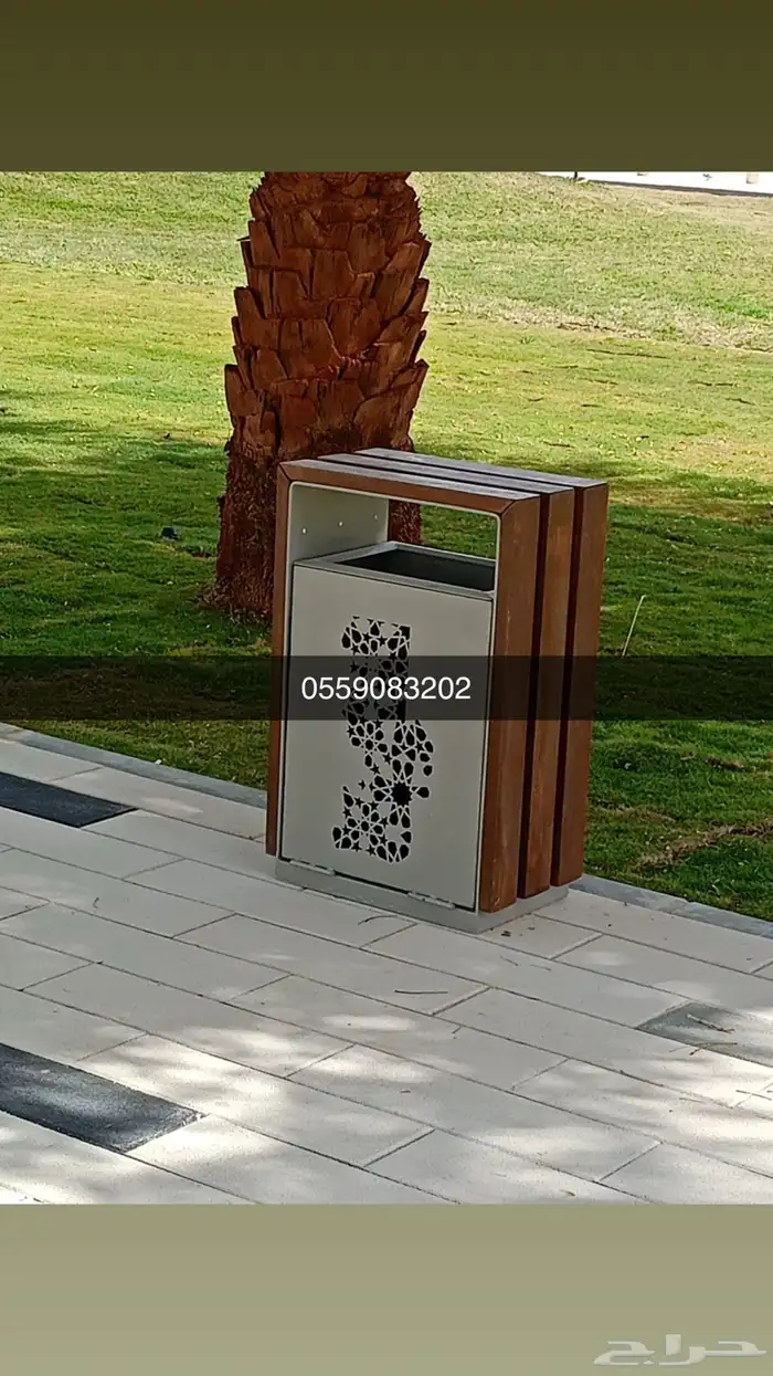 كراسي خرسانية وسلات نفايات واحواض زراعة وطاولات للحدائق 57
