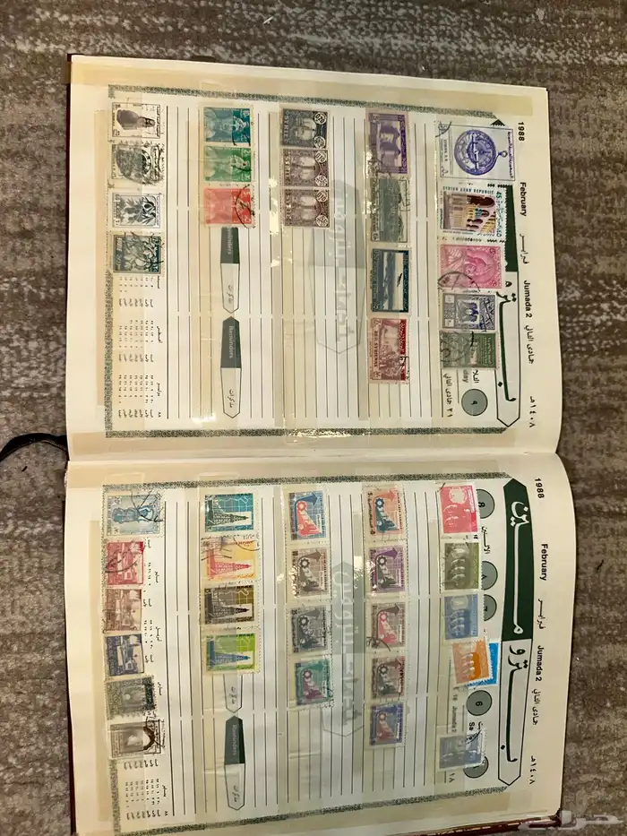 تقويم بترومين 1988 وطوابع بريدية تذكارية قديمه 7