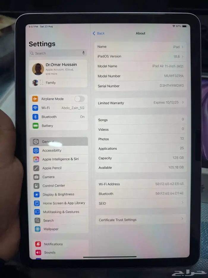 ايباد اير 11 انش الجيل السادس M2 iPad Air 9