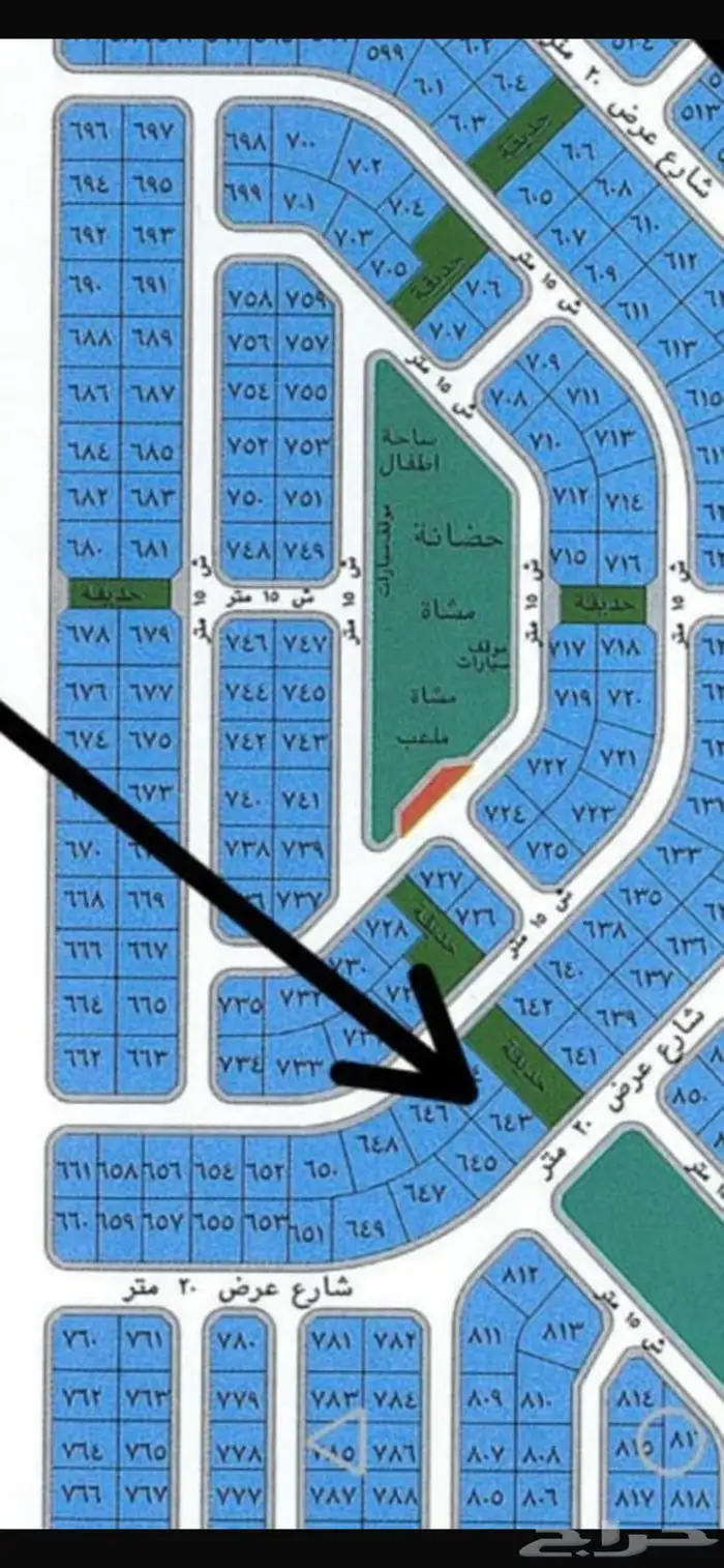 للبيع ارض ابحر الياقوت 630م2 شارع 20م وحديقه وخدمات 1